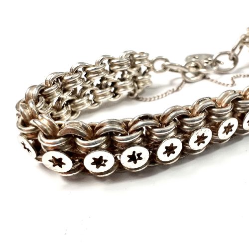 fig 1. Victorian Star Link Silver Book Chain Bracelet with Padlock