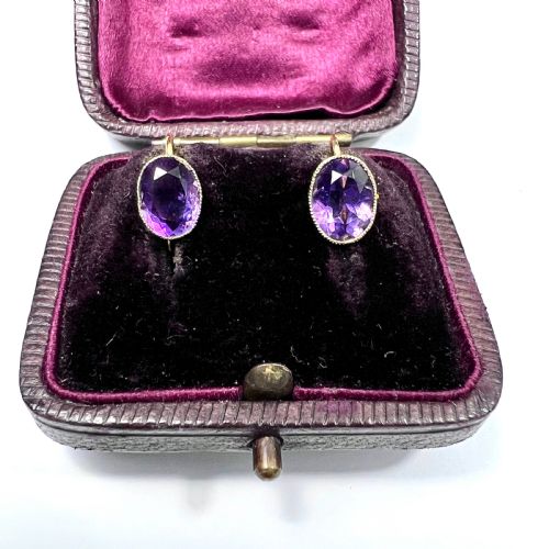 fig 1. Antique Amethyst 9CT Gold Dormeuse Earrings
