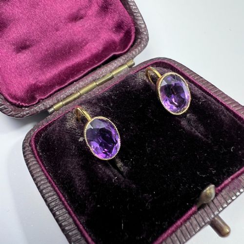 fig 2. Antique Amethyst 9CT Gold Dormeuse Earrings