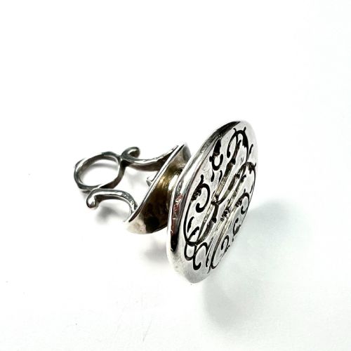 Large Victorian Solid Silver Monogram Seal Fob