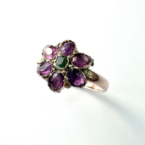 fig 2. Georgian 9CT Gold Garnet Flower Ring