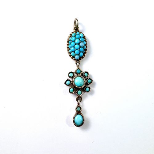 Victorian Turquoise Silver Gilt Pendant