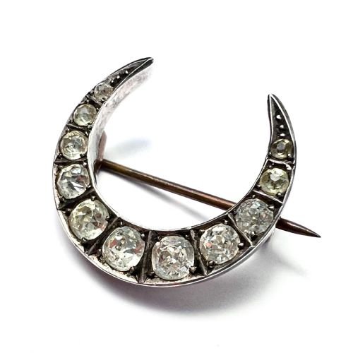 fig 1. Victorian Silver Paste Crescent Brooch