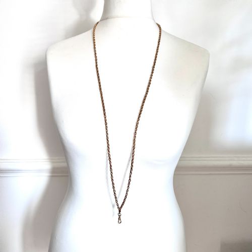 fig 1. Very Long Victorian Pinchbeck Longuard Chain with Albert Clip