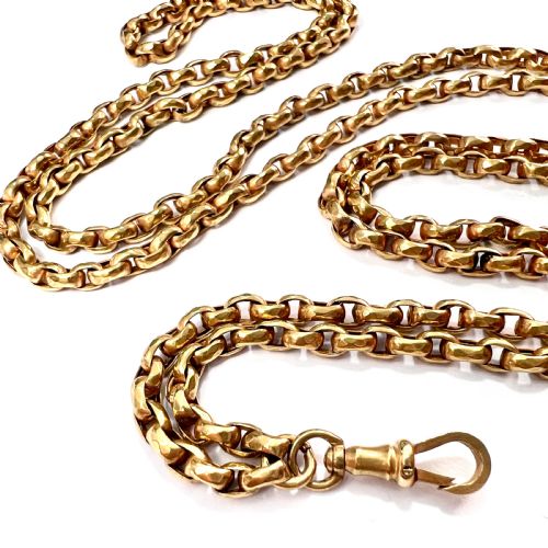 fig 2. Very Long Victorian Pinchbeck Longuard Chain with Albert Clip