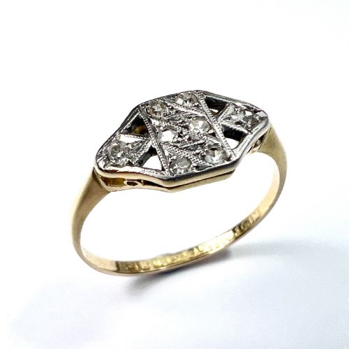 Art Deco Diamond 18ct Gold Platinum Ring