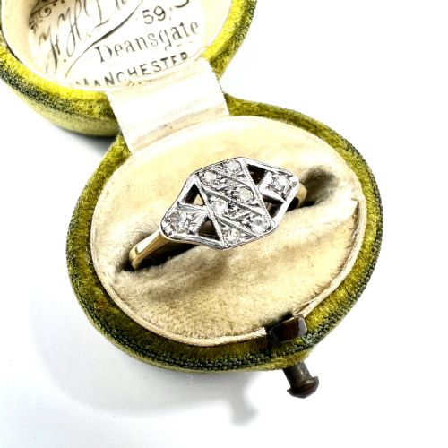 fig 1. Art Deco Diamond 18CT Gold Platinum Ring