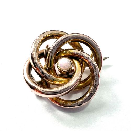 fig 1. RESERVED for S • Victorian 9CT Gold Opal Lovers Knot Pendant / Brooch