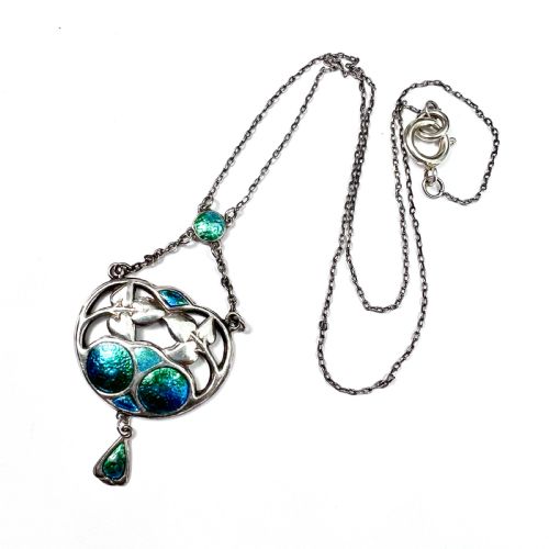 Art Nouveau 1909 Charles Horner Silver Enamel Necklace