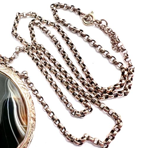 LARGE VICTORIAN 9CT GOLD AGATE LOCKET NECKLACE - ADDITIONAL PHOTO 9