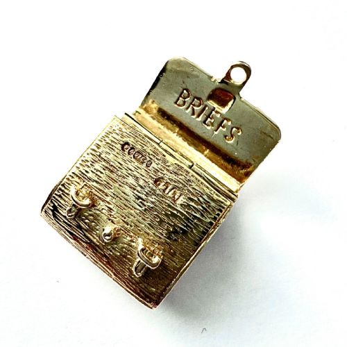 fig 1. Vintage 9CT Gold BRIEFS Opening Briefcase Enamel Charm