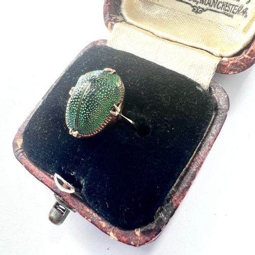 fig 2. Real Scarab Beetle 9CT Gold Solitaire Ring