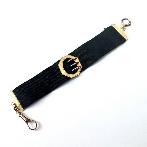 Victorian 9ct Gold Buckle Slide Ribbon Watch Chain