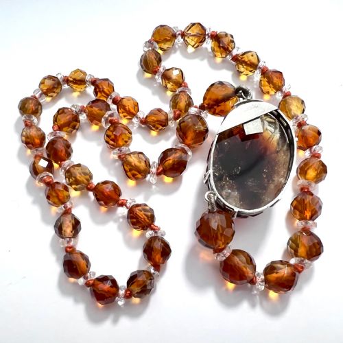 fig 2. Art Deco Citrine and Rock Crystal Necklace with Carved Gemstone Clasp