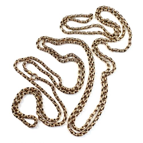 Very Long Victorian 9ct Gold Longuard Chain Necklace