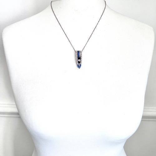 fig 1. Art Deco Silver Paste Dress Clip Pendant Necklace