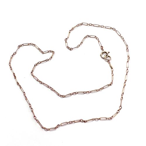 Edwardian 9ct Rosy Gold Figaro Chain Necklace