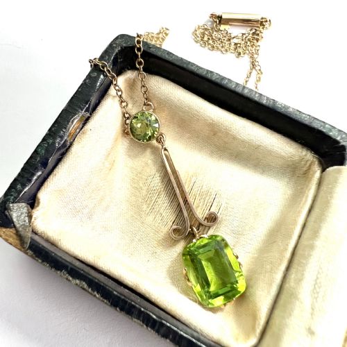 Edwardian 9ct Gold Paste Peridot Necklace