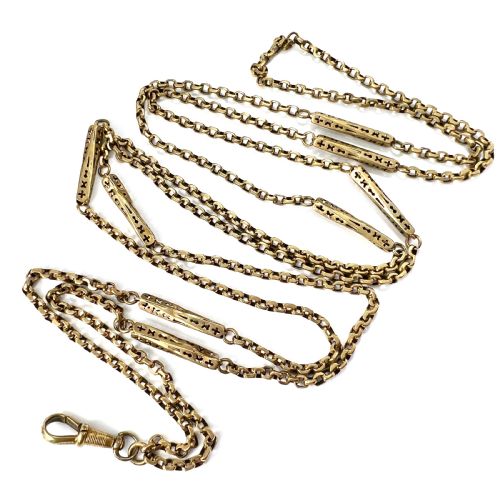 Victorian Very Long Longuard Chain with Albert Clip