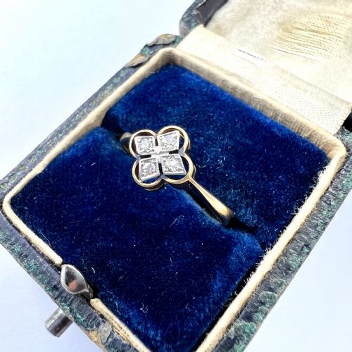 fig 1. Edwardian 15CT Gold Diamond Quatrefoil Ring