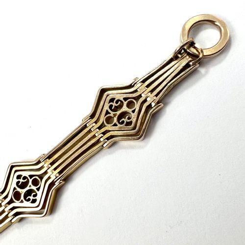 fig 1. Antique 9CT Rosy Gold Fancy Gate Bracelet with Padlock 18.8g