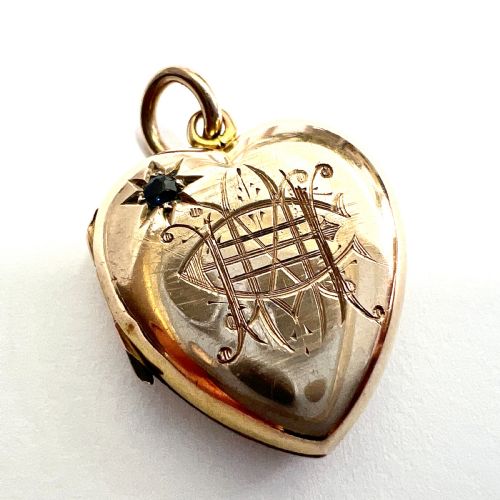 fig 1. Victorian Sapphire 9CT Gold Heart Locket Pendant