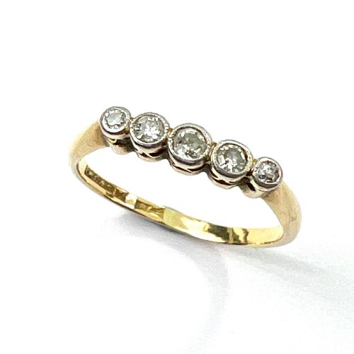 Art Deco Five-stone Diamond 18ct Gold Platinum Engagement Ring