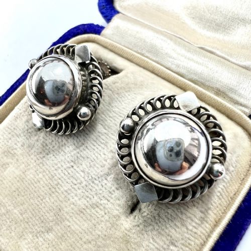 fig 1. RESERVED • Vintage Georg Jensen Silver Screwback Earrings