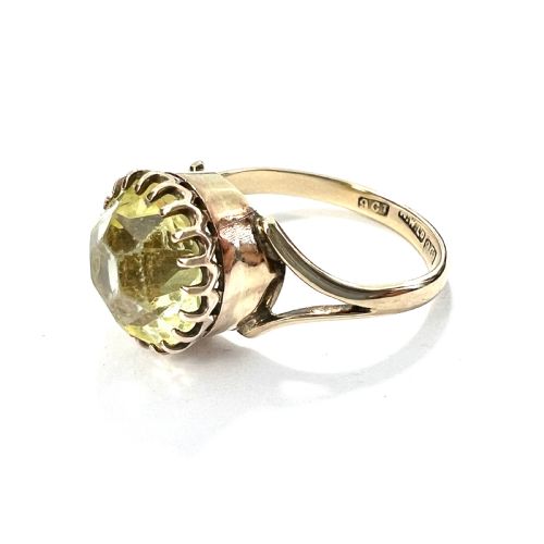 Edwardian 9ct Gold Paste Solitaire Ring