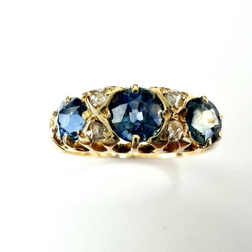fig 1. Victorian 1896 Sapphire and Diamond 18CT Gold Dress Ring