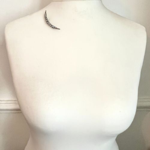fig 1. Edwardian/Victorian Moonstone Silver Crescent Brooch