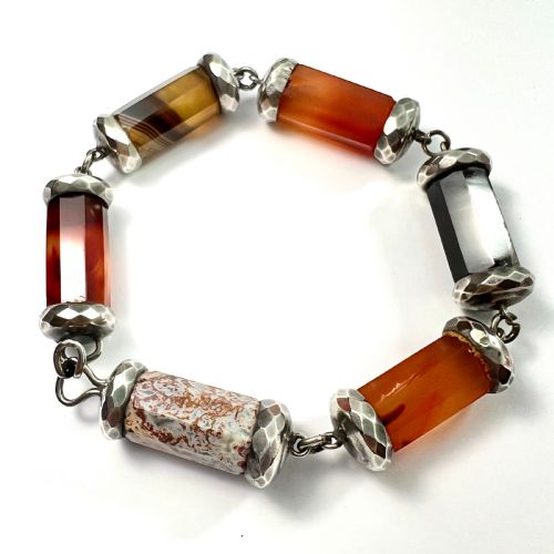 fig 2. Victorian Chunky Scottish Agate Sterling Silver Bracelet