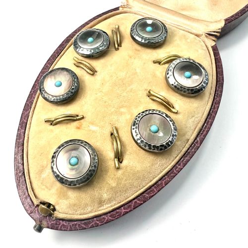 Reserved • Boxed Set of Antique Arts and Crafts Mother of Pearl Dress Buttons
