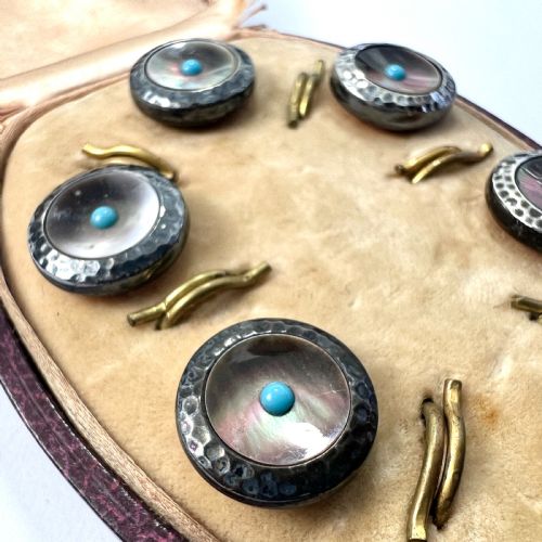 fig 2. RESERVED • Boxed Set of Antique Arts and Crafts Mother of Pearl Dress Buttons