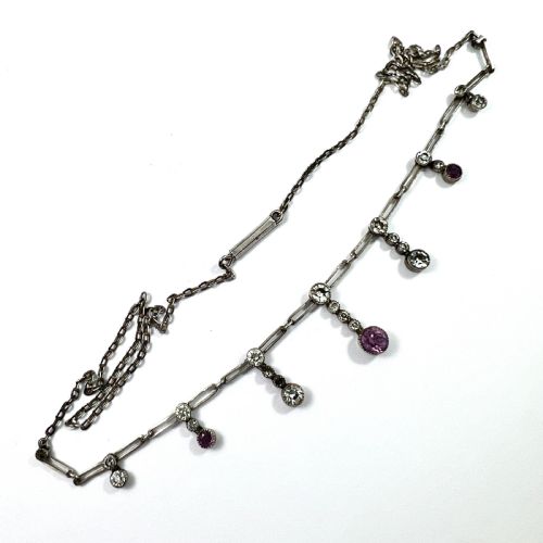Art Deco Silver Paste Amethyst Necklace