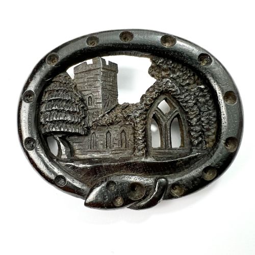 Huge Victorian Snake Brooch in Irish Bog Oak