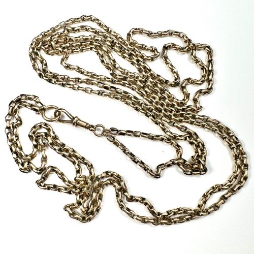 Very Long Victorian 9ct Gold Longuard Chain with Albert Clip