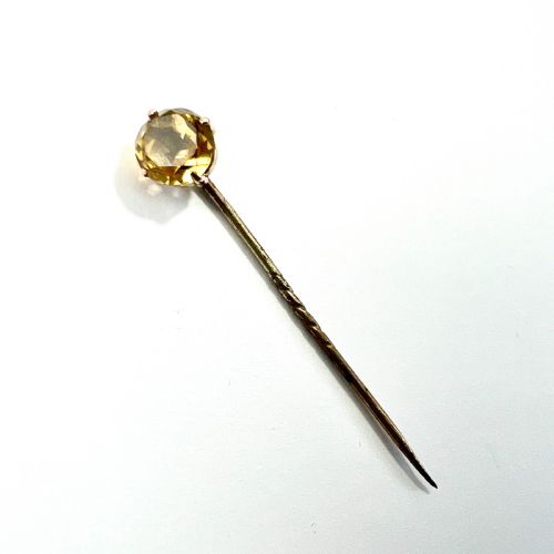 Antique Citrine Solitaire Stick Pin 9ct Gold