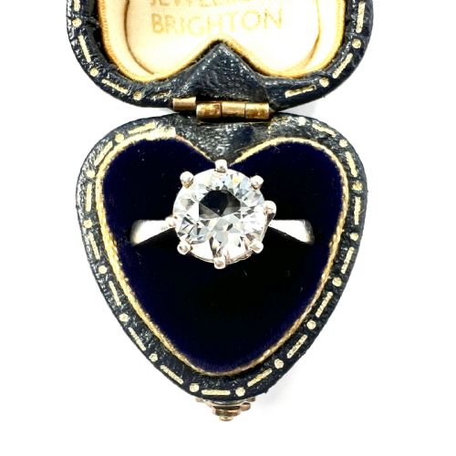 Art Deco 935 Silver Rock Quartz Solitaire Ring