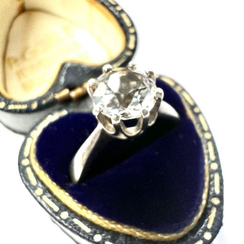 fig 1. Art Deco 935 Silver Rock Quartz Solitaire Ring