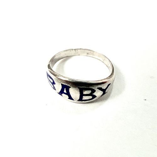 Tiny Charles Horner Silver "Baby" Royal Blue Enamel Ring