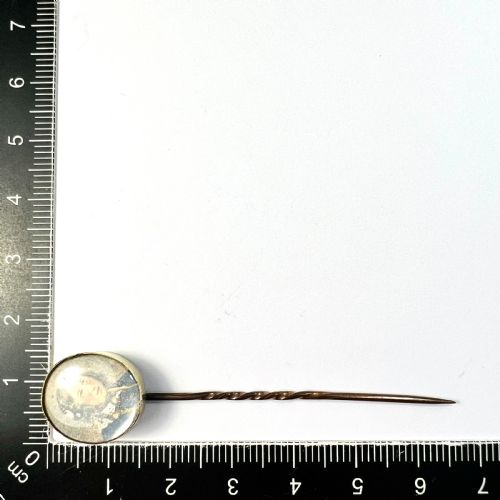 ANTIQUE GOLD MINIATURE PORTRAIT OF A LADY STICK PIN - ADDITIONAL PHOTO 5