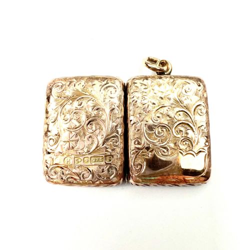 Edwardian 1906 9ct Gold Rectangular Locket Pendant