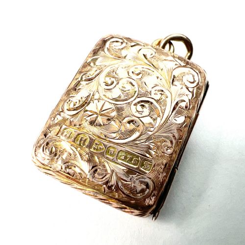 fig 1. Edwardian 1906 9CT Gold Rectangular Locket Pendant