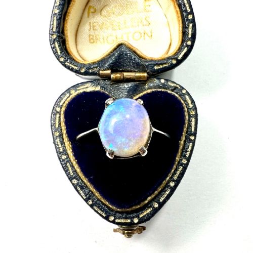 fig 1. Art Deco Opal Solitaire Sterling Silver Ring