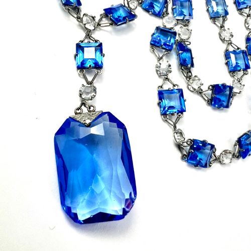 fig 1. Art Deco Platinon Sapphire Glass Necklace