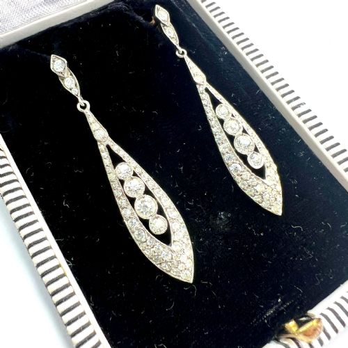 fig 1. Vintage Ciro Art Deco Sterling Silver Paste Drop Earrings