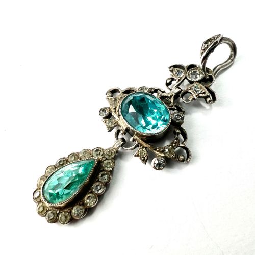 Antique Paste Aquamarine Silver Pendant
