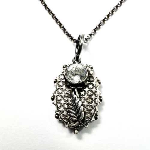 Victorian Silver Star Pendant Necklace with Diamond Paste
