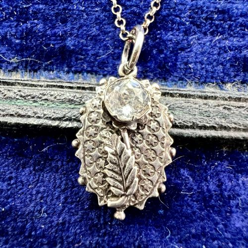 fig 1. Victorian Silver Star Pendant Necklace with Diamond Paste